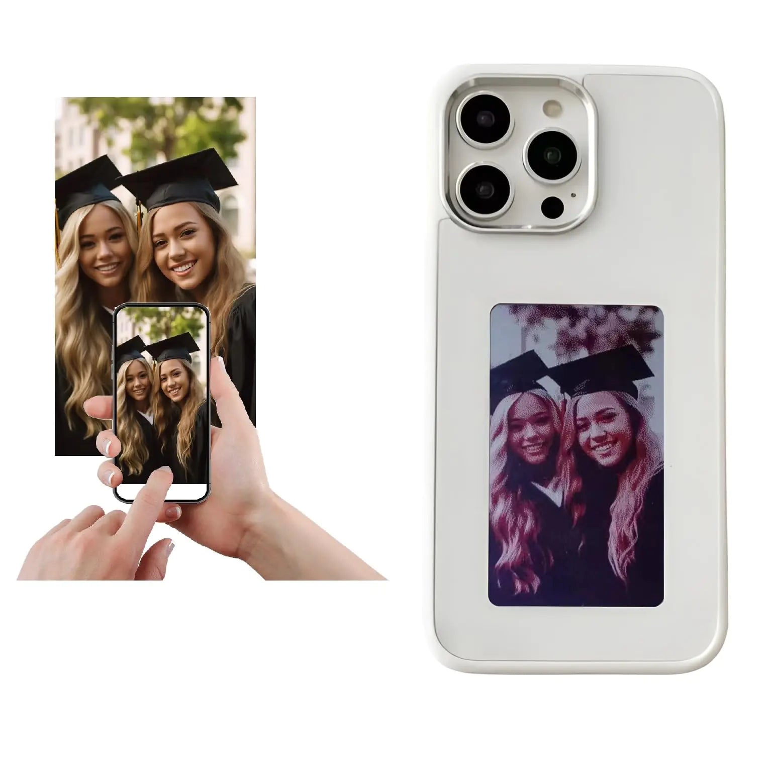 YATUO DIY E-Ink Phone Case for iPhone13 PRO MAX APP Operation Smart Photo Rear Projection Customiza Phone Case Instantly Display Photos On The Ink Screen Back Cover Personalize Your Phone case White
