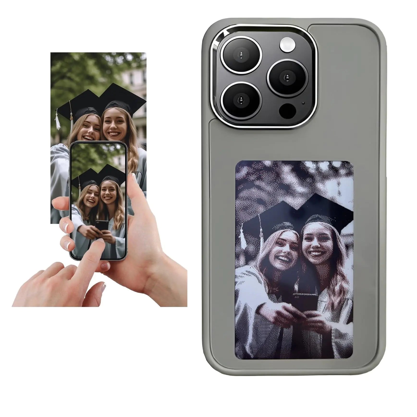 DIY E-Ink Phone Case for iPhone13 / iPhone14 APP Operation Smart Photo Rear Projection Customiza Phone Case Instantly Display Photos On The Ink Screen Back Cover Personalize Your Phone case